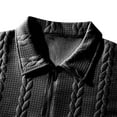 thumbnail image 4 of ZCFZJW Men's Quarter Zip Up Cable Knit Sweaters Slim Fit Lightweight Lapel Collar V Neck Pullover Casual Solid Color Polo Sweaters Black XL, 4 of 6