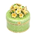 thumbnail image 4 of Caja de joyería pequeña con flores decorativas, caja de regalo de recuerdo para mujer, caja del Tesoro, baratija, caja de almacenamiento de joyería Verde, 4 of 8