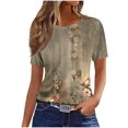 thumbnail image 2 of Puntoco Liquidación de camisetas cortas para mujer Camiseta estampada informal y de moda para mujer con cuello redondo y manga corta, 2 of 4