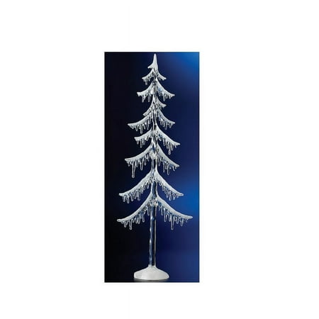 CC Christmas Decor Set of 2 Clear Illuminated Christmas Icicle Tree Figurines 25"
