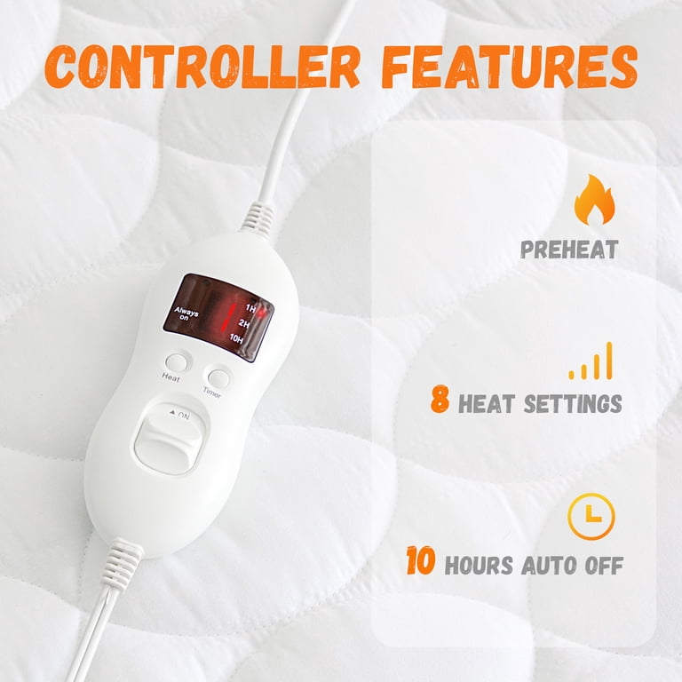 Electric Heated Mattress Pad Full 8 Temperature Control Zone Heating Safe  Auto Shut off - Walmart.com