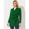 thumbnail image 2 of INSPIRE CHIC Manteau Trench à Double Boutonnage avec Ceinture et Poches pour Femme Vert Foncé TG, 2 of 6
