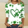 thumbnail image 2 of lcziwo Chandails de la Saint-Patrick pour Femmes Haut à Imprimé Vert Trèfle Irlandais Graphique Manches 3/4 Hauts 2024 Printemps Blouses à Col Rond Tunique Porte-Bonheur T-Shirt Grande Taille,P-5TG TG, 2 of 3