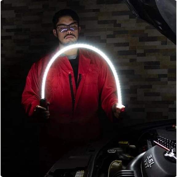 Bendable LED Flashlight Stick, Flexible LED Work Light, Flexible LED Flashlight Stick, 30" Bendable Mechanic Light,Work Light with High-Lumen LED,3 Brightness Modes, for Car Repairs