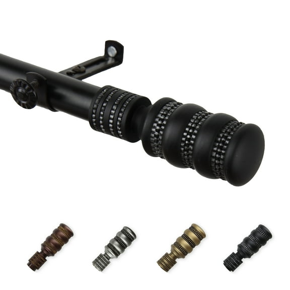 13/16" Dia Adjustable 28-48" Arturo Curtain Rod in Black