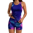 thumbnail image 5 of Nmnitkp Tankini Swimsuit for Women Floral Modest Two Piece Bathing Suit Scoop Neck Tummy Control Swim Tank Top with Boy Shorts and Padded, 5 of 8