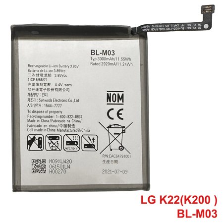 Replacement Battery For LG K22+ Plus LM-K200Z LM-K200QM 11.55Wh 1IPC 5/58/71