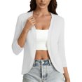 thumbnail image 4 of COMVALUE Women's 3/4 Sleeve Open Front Cardigan V-Neck Knit Cropped Bolero Shrug Sweater for Women White for Size L, 4 of 9