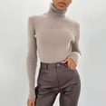 thumbnail image 2 of Long Sleeve Shirts for Women Soft Slim-Fit Lightweight Long Sleeve Turtleneck Knitted Pullover Sweater Warm Undershirt Highly Stretchable Viscose Multiple Colors Shirts for Women Womens Blouses, 2 of 7