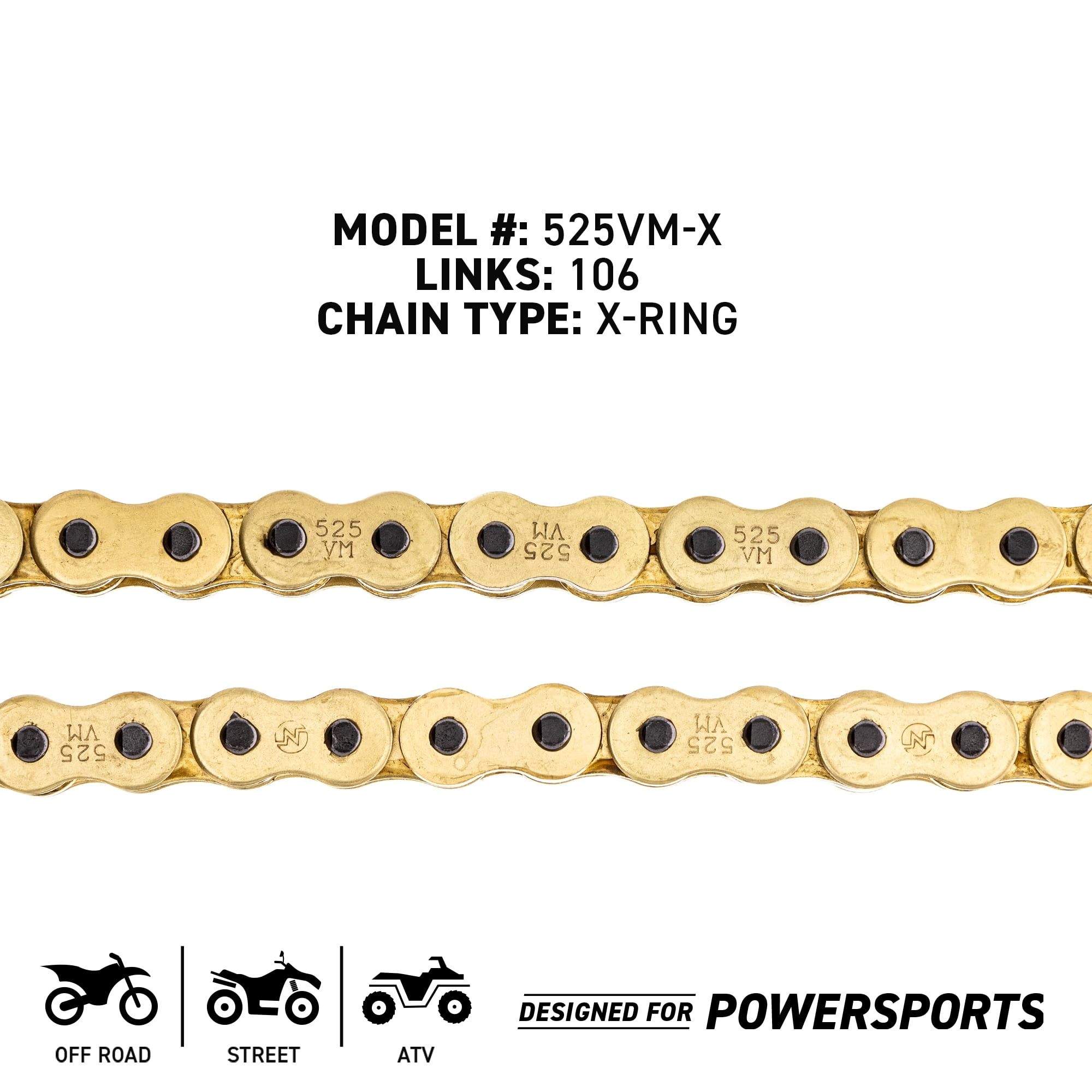 Niche Gold 525 X-Ring Chain 116 Links With Master Link Motorcycle