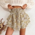 thumbnail image 2 of zaveiop Floral Skorts for Woman Ruffle Mini Skirt with Shorts Underneath Causal Summer Boho Outfits (Khaki, S), 2 of 9