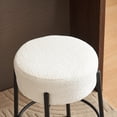 thumbnail image 5 of 24" Round Bar Stools Set of 2,Counter Height Stools with Teddy Fabric Upholstered,Backless Kitchen Island Stools,Backless Dining Seat with Metal Base, Beige, 5 of 7