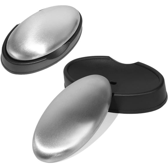 2Pack Anti Rust Stainless Steel Soap Hand Odor Eliminator Remover W/Base Tray,Removing stench,Bar Magic Odor Remover Eliminating Smell-Onion,Fish,Garlic,Strong Scents from Hands Kitchen Gadgets(L)