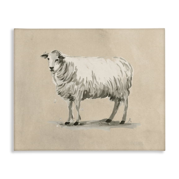 Stupell Industries Traditional Minimal Sheep Animals & Insects Painting Gallery Wrapped Canvas Art Print Wall Art, 20 x 16