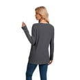 thumbnail image 5 of TEMOFON Womens Tops Long Sleeve Waffle Knit Side Slit Shirts for Women Crew Neck Casual Loose Fit Pullover Tunic Tops L, 5 of 8