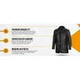 thumbnail image 3 of Men's Classic Winter Black Leather Car Coat - 3/4 Length, 3 of 7