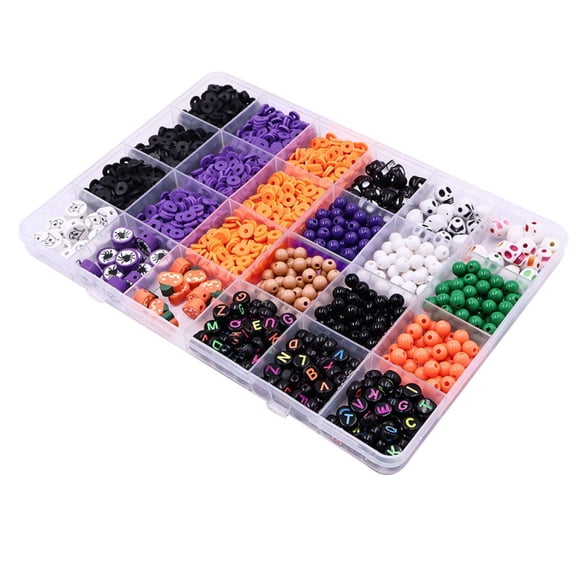 Beading Kit Halloween Themed Pony Bead Set with Scissors and String for Diy Bracelets Earrings and Holiday Craft Projects for Student and Beginner Jewelry Makers