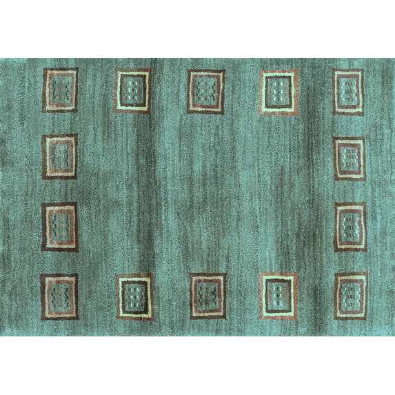 Ahgly Company Indoor Rectangle Abstract Light Blue Contemporary Area Rugs, 7' x 10'
