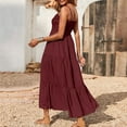 thumbnail image 5 of pstuiky Summer Dress, Women Halter Sleeveless Bohemian Maxi Dress Pleated High-Waisted Dress Ankle Dress Sun Dress Leisure Plus Size Dresses for Women Wine xxxxxl, 5 of 9