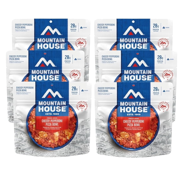 Mountain House Cheesy Pepperoni Pizza Bowl | Freeze Dried Backpacking & Camping Food | 6 Pack