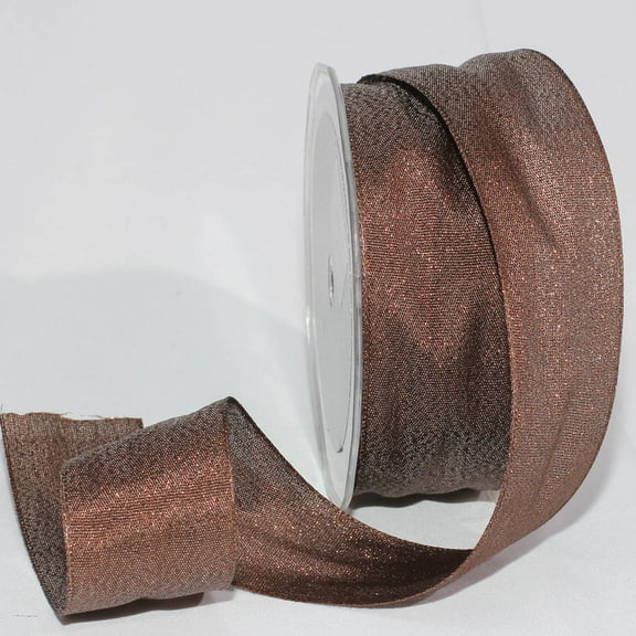 The Ribbon People Sparkly Brown Taffeta Woven Edge Craft Ribbon 1.5" x 54 Yards