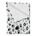 thumbnail image 2 of Wildlife Soft Flannel Fleece Blanket, Pattern of Black Tracks Paws Webbed Bird Mammal Leaving Footprints Step Marks, Cozy Plush for Indoor and Outdoor Use, 60" x 80", Black and White, by Ambesonne, 2 of 5