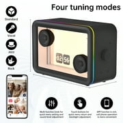 AEEZO Bluetooth Speaker,with HD sound Hi-Fi Soundbar Speaker and Transparent Glass Screen, Dynamic Floating Lyrics, Digital Frame Function, LED Light Show,2.4G Wifi - Black