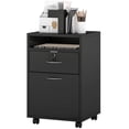 thumbnail image 1 of Mobile Small Filing Cabinet with Lockable Drawer & Open Shelf, 23.6" Black Particle Board Office Storage Organizer on Wheels for Home Office, Printer Stand & Paperwork Storage, 1 of 7