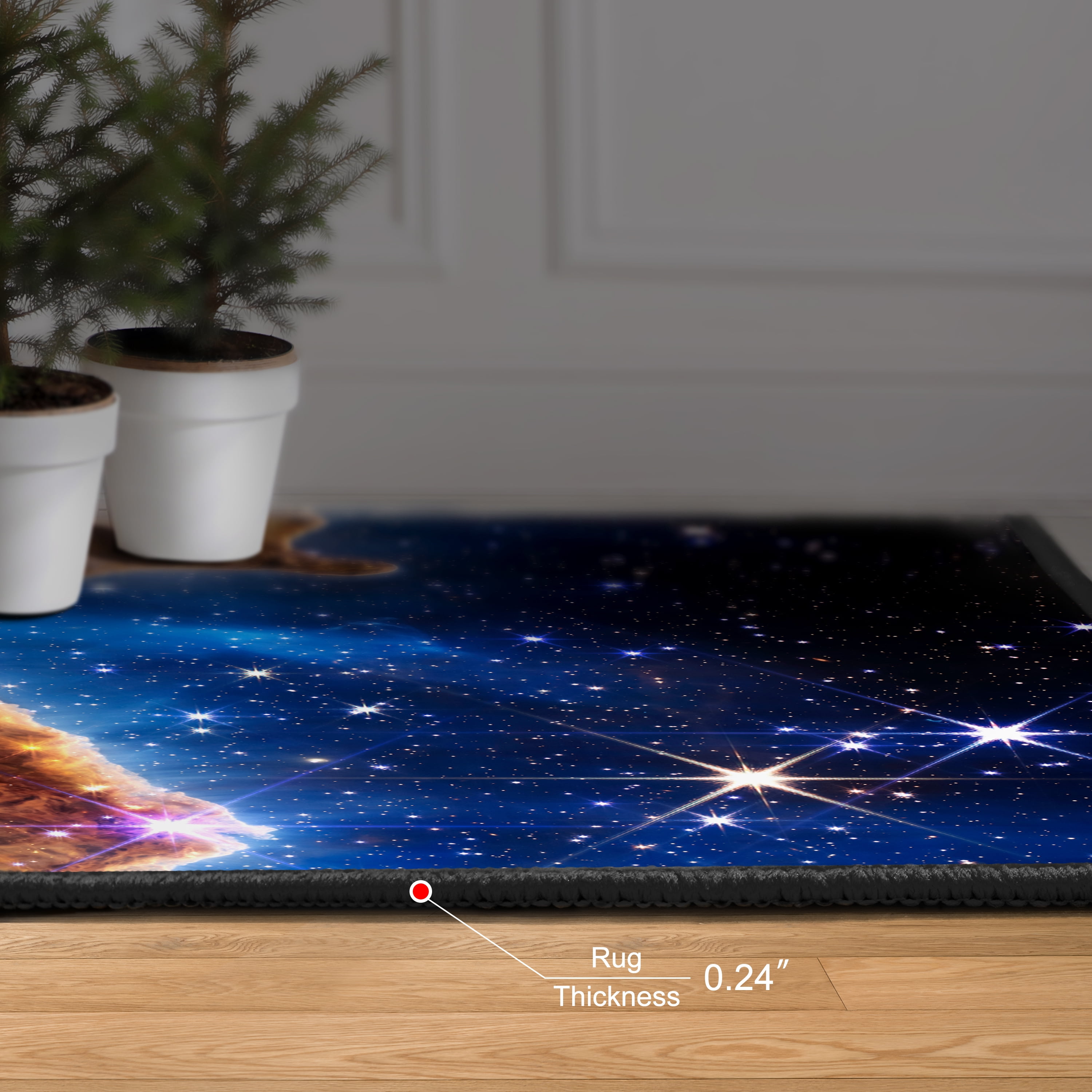 The James Webb Space Telescope Washable Art Area Rug size 5'x8', Power-loomed, Heavenly Softness with Non-Slipping Backing