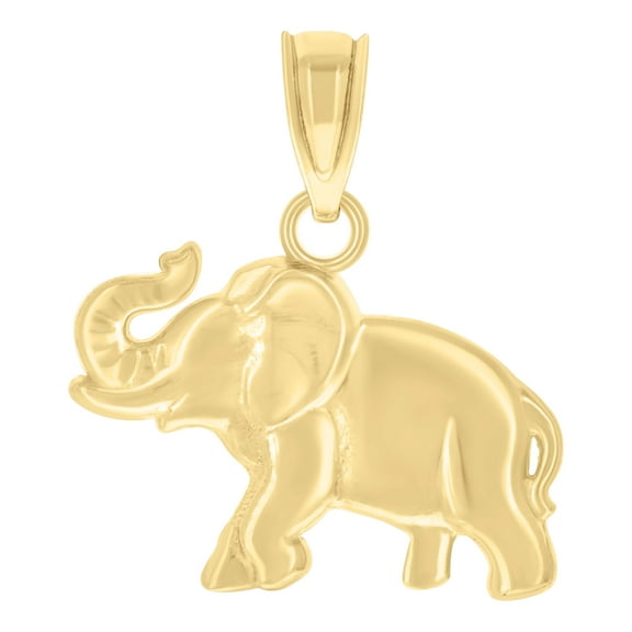 14k Yellow Gold Unisex Elephant Animal Pendant Charm