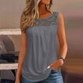 thumbnail image 3 of Mittory Summer Tank Tops for Women Loose Fit Pleated Tunics Scoop Neck Sleeveless Lace Tops Curved Hem Flowy, 3 of 6