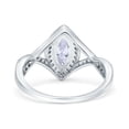 thumbnail image 3 of Art Deco Bridal Wedding Engagement Ring Marquise Simulated CZ 925 Sterling Silver Size 10, 3 of 5