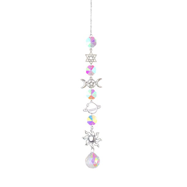 Metal Rainbow Collection Hang Hexagon Star Crystal Prisms Wind Chimes (D) JShteea Libre de BPA