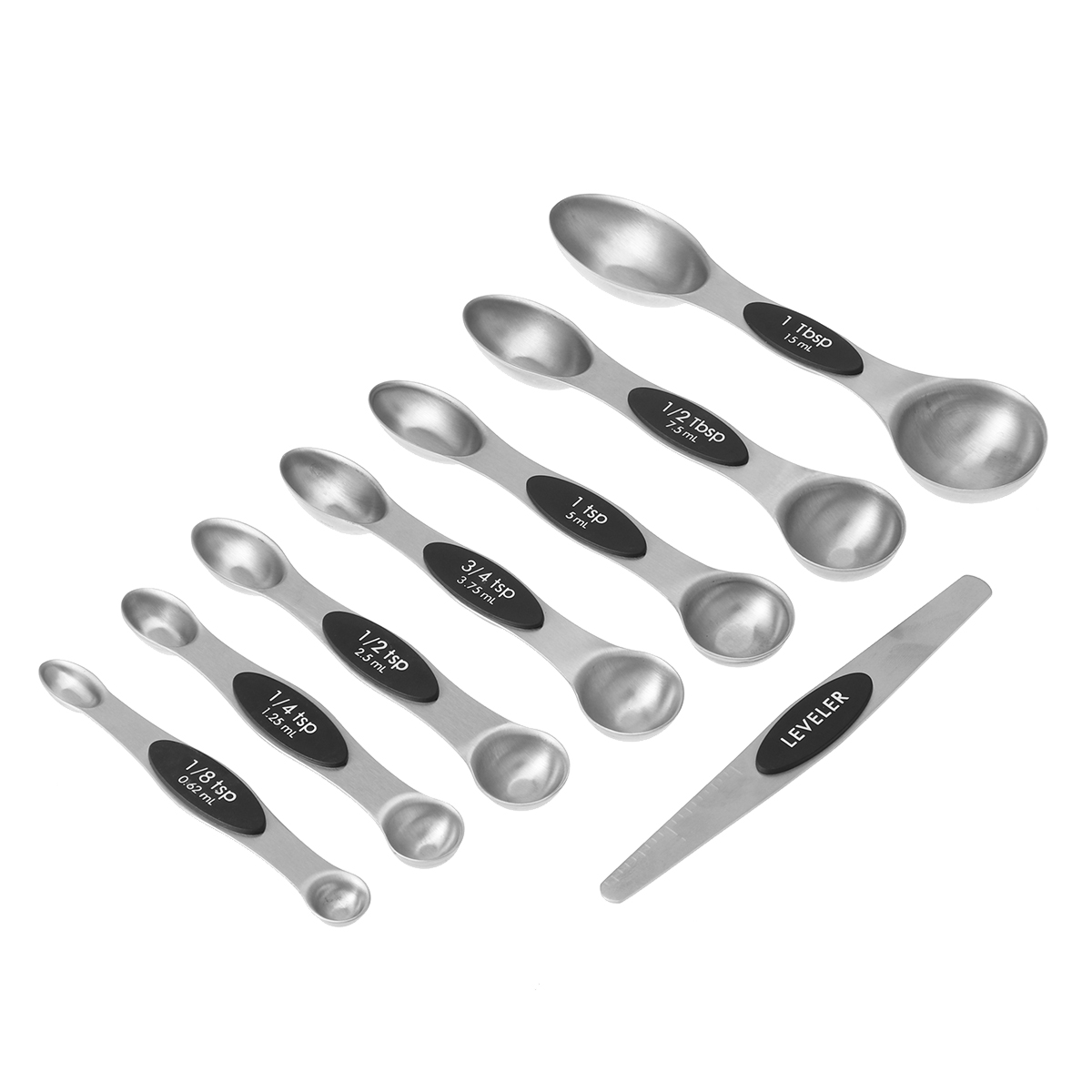 ERMAKOVA 8 Pcs/set Magnetic Double-head Measuring Spoon Set Stainless Steel Measuring  Spoon Cup Set