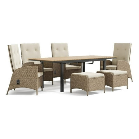Greemotion Garda 7-Piece Outdoor Wood Patio Dining Set in Natural Finish