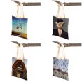 thumbnail image 5 of Bolsas de compras para mujer con estampado de pintura surrealista de René Magritte, bolso de mano de lona con arte geométrico informal y estampado de doble cara, 5 of 5