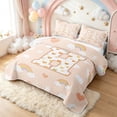 thumbnail image 3 of meiyoeat Cute Rainbow Love Heart Twin Quilt Set for Girls, Lovely Star Moon Twin Coverlet Set for Bedroom, Peach, 2pcs, 1 Comforter and 1 Pillowcase, 3 of 7