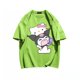 thumbnail image 3 of Camiseta de manga corta de algodón de estilo universitario sencillo para niñas de Hello Kitty, Top holgado con cuello redondo que combina con todo para niños, 3 of 5