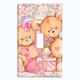 thumbnail image 2 of Metal Light Switch Wall Plate Outlet Cover (2 Teddy Bears Pink With Love Heart Balloon Flower - Single Toggle), 2 of 2