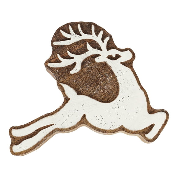 IBA Indianbeautifulart Textile Printing Block Deer Christmas Theme Hand Carved Wooden Stamp Wood Block Printing Textile Stamps For Fabric/ Pottery Blocks-2.5
