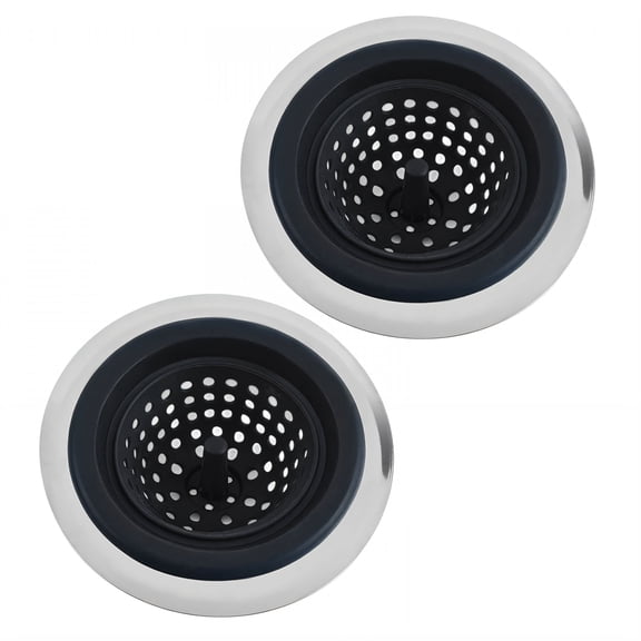 BPPEG 2026 New 2Pcs Kitchen Sink Drain Strainer,Precise Pores Silicone Sink Strainer Basket,4.6"Foreign Block Sink Food Catcher,Black