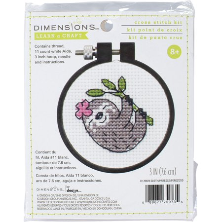 UPC: 0088677759735 | Dimensions Learn-A-Craft Counted Cross Stitch Kit 3  Round-Sloth (11 Count)