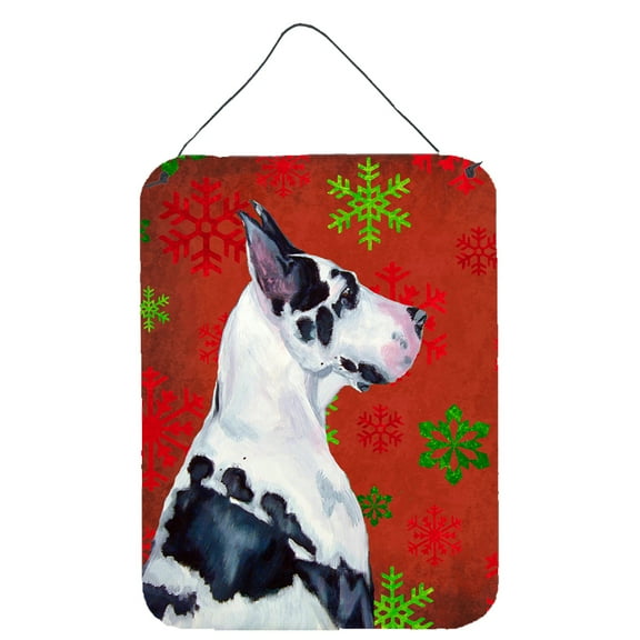 Carolines Treasures LH9326DS1216 Great Dane Red and Green Snowflakes Holiday Christmas Wall or Door Hanging Prints