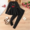 thumbnail image 2 of NOLDARES Toddler Baby Girl Clothes Long Sleeve Pullover Tops + Pants Set Floral Print Sweatsuit Fall Winter Outfits(Black,3-4 Y), 2 of 4