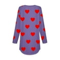 thumbnail image 3 of Guluxicc Womens Tops Casual Crewneck Long Sleeve Tunic Tops Valentines Day Graphic Print T-Shirts, Purple, L, 3 of 4