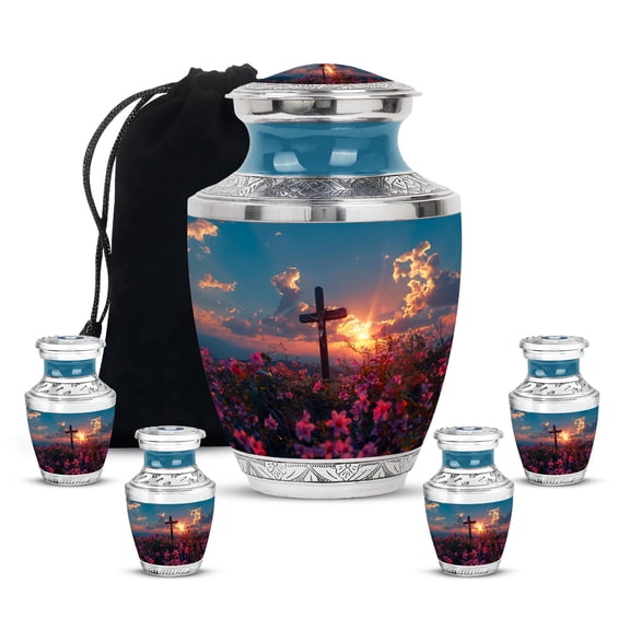 KARYLIZ Cross Memorial Urn - Decorative Cremation Urn for Ashes - Burial Cremation for Men - Cremation Set - Funeral for Adult Ashes Women - Keepsakes for Ashes Of Loved Ones