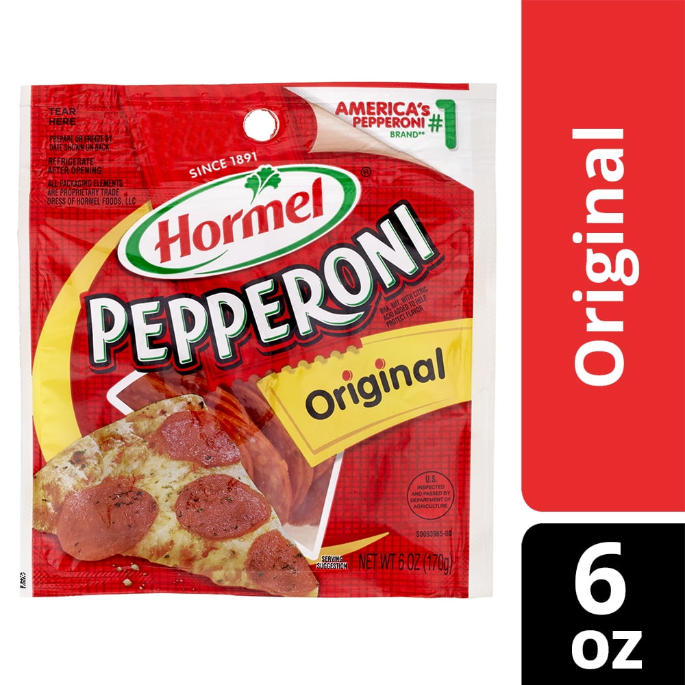 HORMEL Pepperoni Original, Pizza Topping,Gluten Free, Protein Snacks, 6 oz Bag