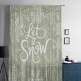 thumbnail image 5 of Sage Green Christmas Semi Sheer Curtains Drapes for Living Room, Bedroom, French Doors Window 96 Inches Long, Vintage Winter Xmas Snowflakes Rod Pocket Chiffon Curtain Drapery Voile Draperies Panel, 5 of 6