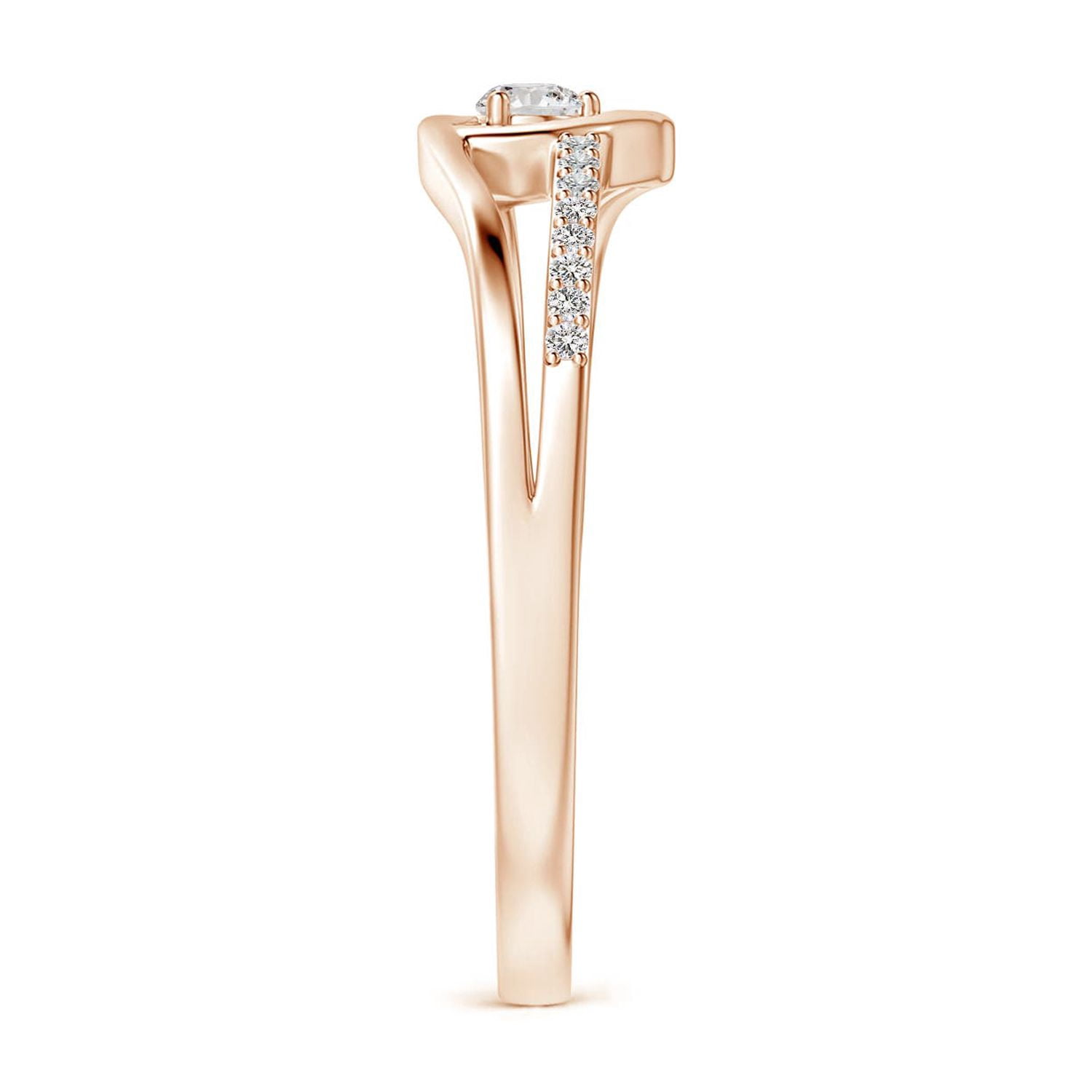 Angara Natural Diamond Heart Shaped Promise Ring in 14K Rose Gold for Women - Diamond Jewelry for April Born | 2.5mm Round Diamond Ring (Ring Size = 6)