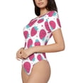 thumbnail image 2 of Naloa Hand Drawn Strawberry Women's Short-Sleeved Onesie, One-Piece Swimsuit for Parties, dates, clubs - Large, 2 of 9